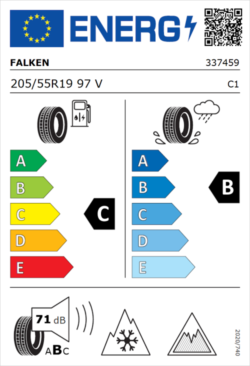 Tyre Label for Falken Eurowinter HS01 205/55R19 97V